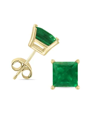 14K  5Mm Square Emerald Earrings