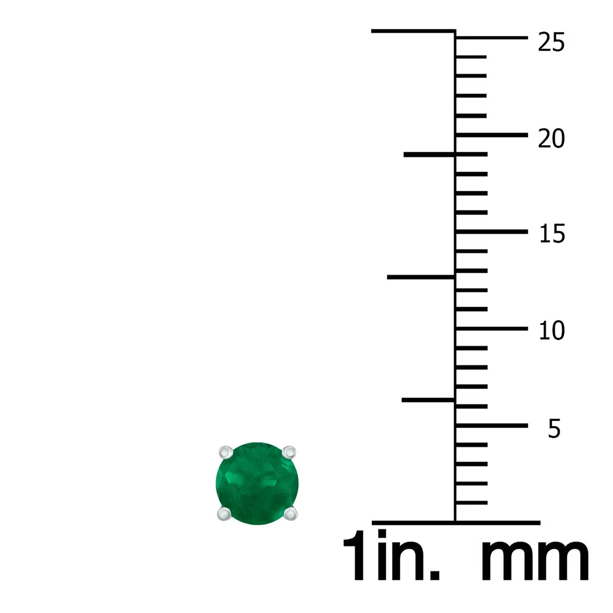 14K White Gold 4Mm Round Emerald Earrings