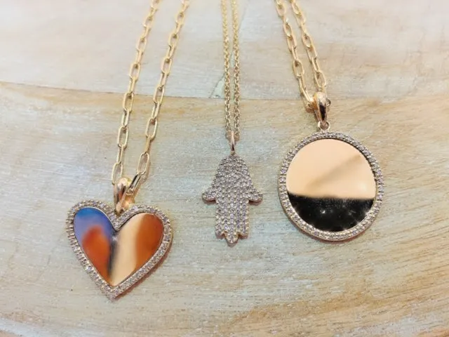 14K Yellow Gold Diamond Disc Pendant