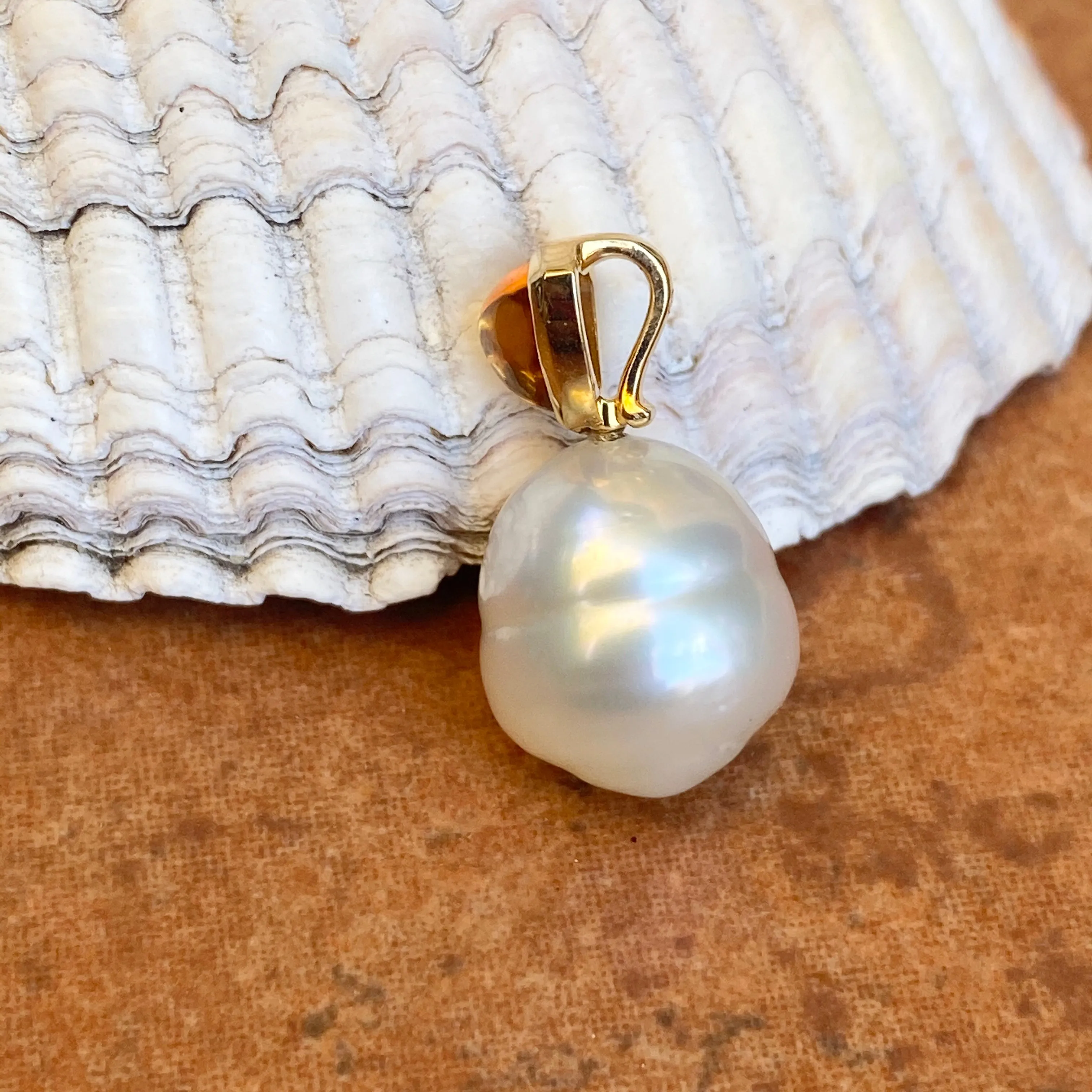 14KT Yellow Gold Golden Citrine   11mm Paspaley South Sea Pearl Pendant