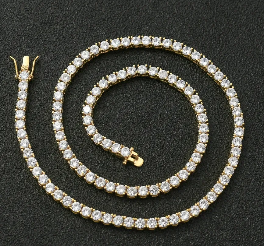 18K Gold-Filled Diamond Tennis Chain Necklace