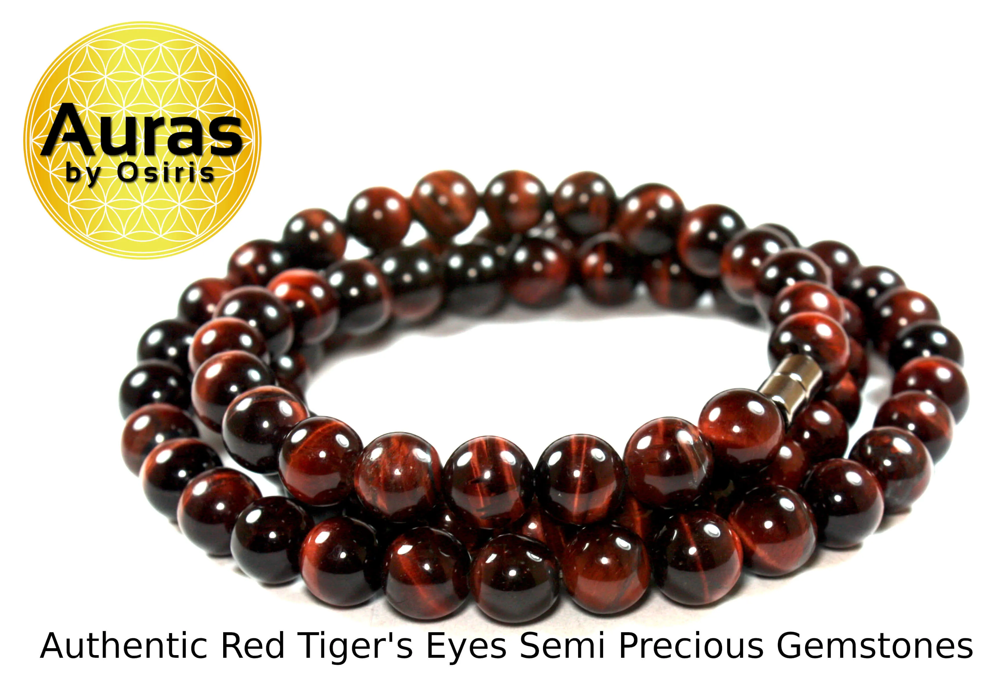 19 inch Red Tiger Eye Necklace 10mm