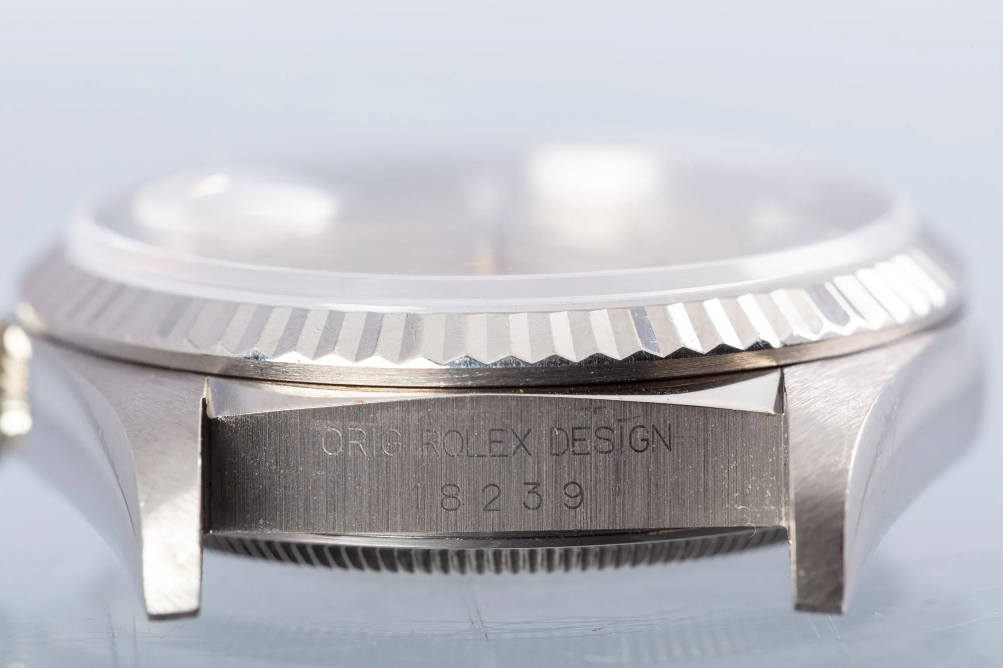 1995 Rolex 18k White Gold Day-Date 18239 with Silver Dial and Diamond Markers with Papers