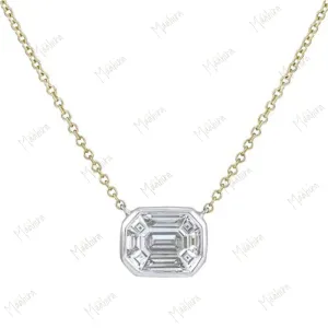 2 Tone Pie Cut Diamond Necklace