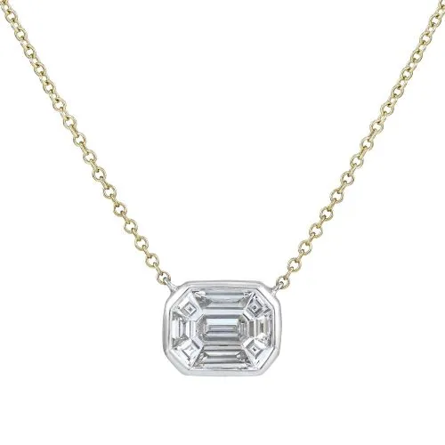 2 Tone Pie Cut Diamond Necklace