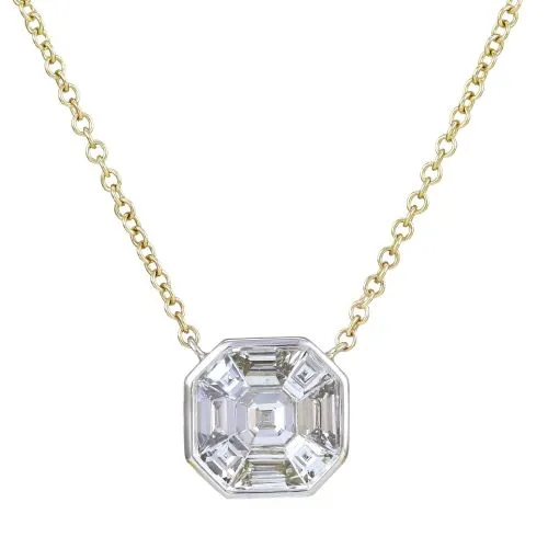 2 Tone Pie Cut Diamond Necklace