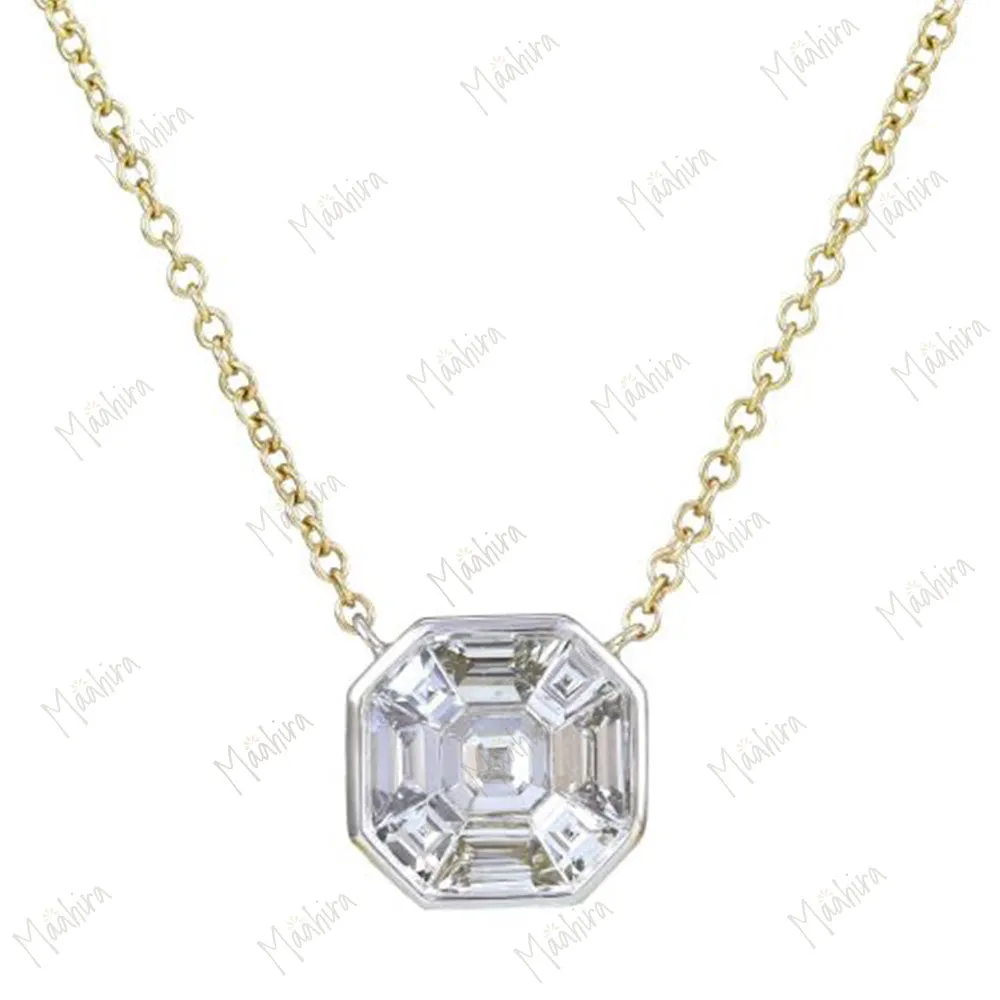 2 Tone Pie Cut Diamond Necklace