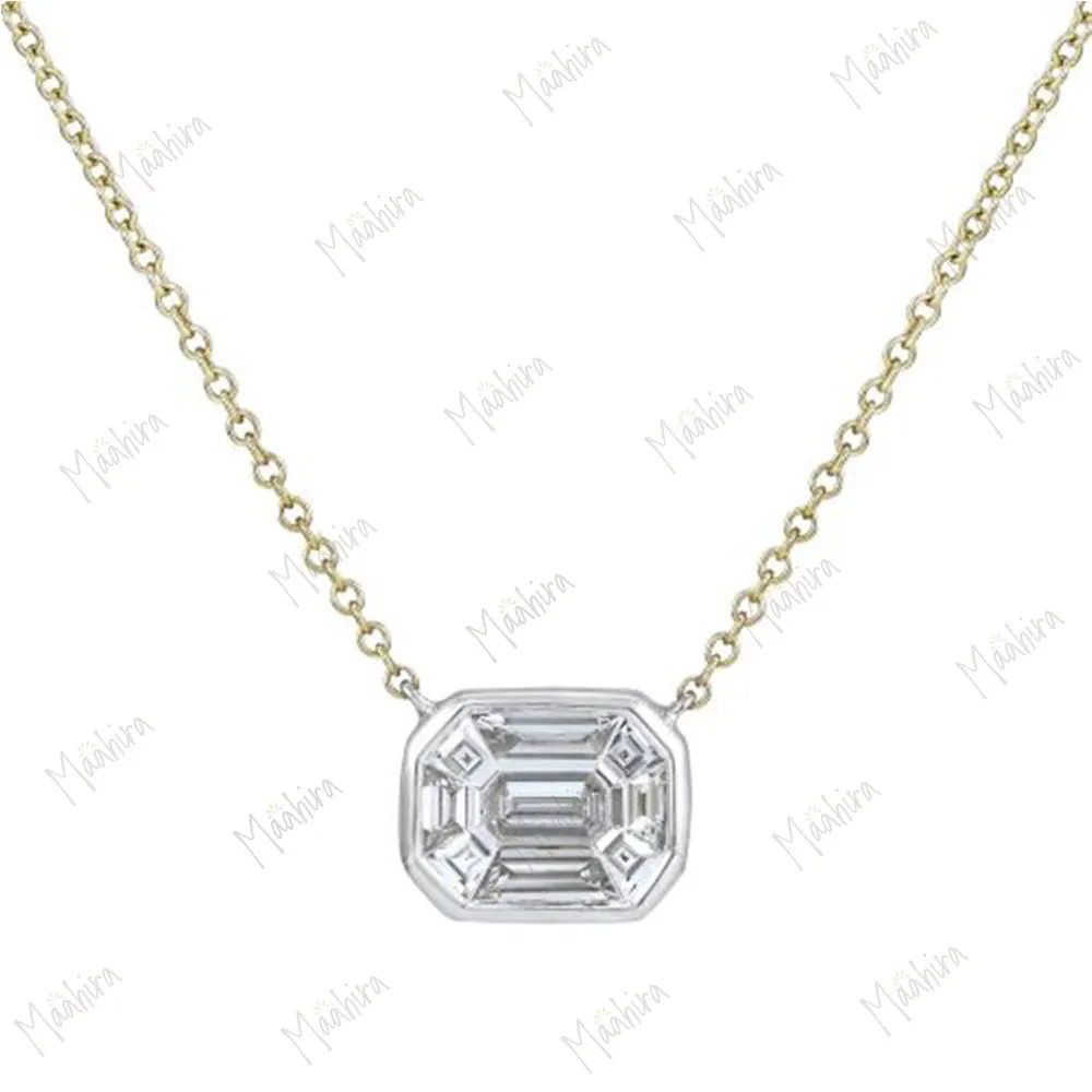 2 Tone Pie Cut Diamond Necklace