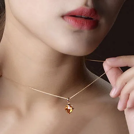 3.5ct Cushion Citrine 18k Rose Gold Pendant