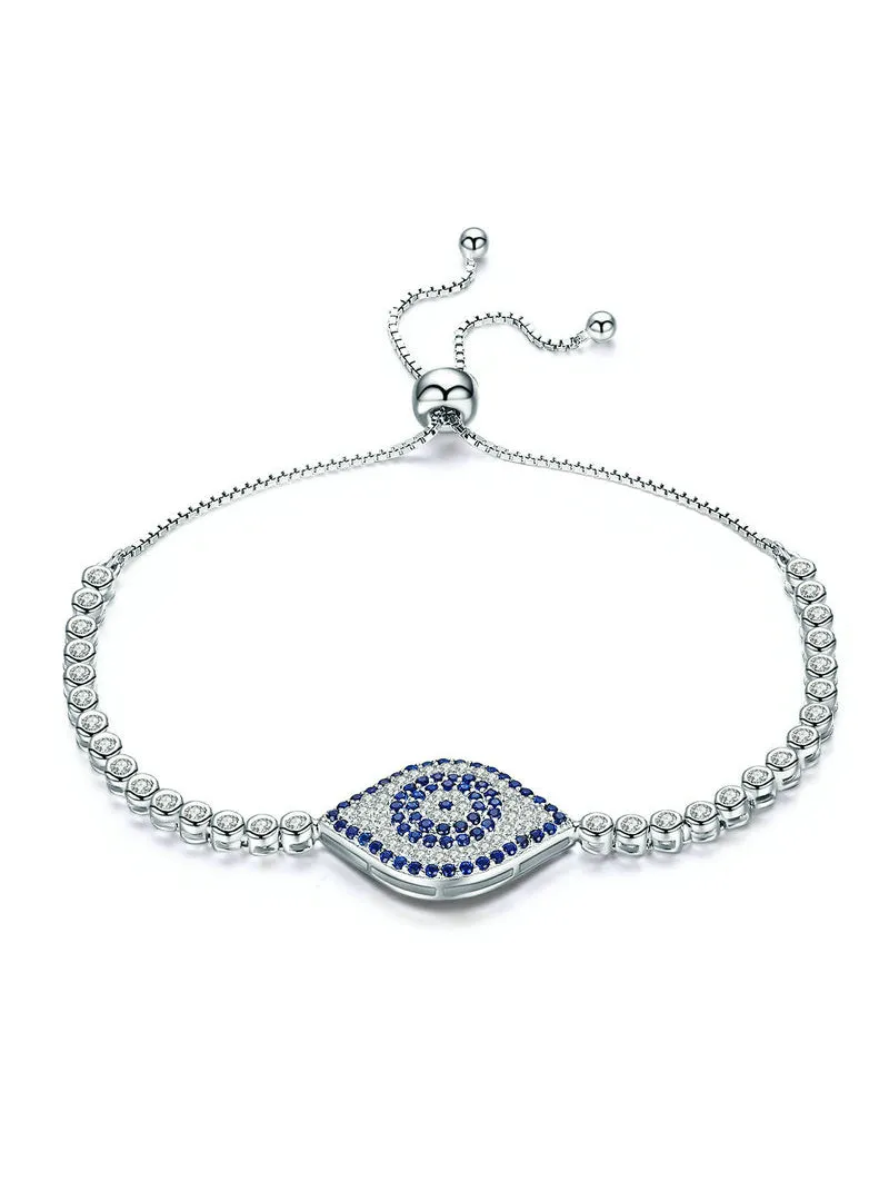 925 Sterling Silver God Eyes Tennis Bracelet Clear