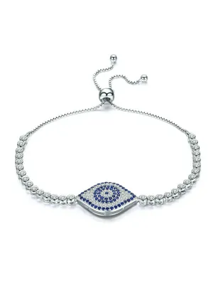 925 Sterling Silver God Eyes Tennis Bracelet Clear