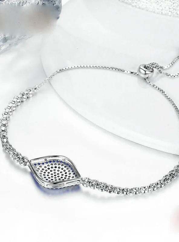 925 Sterling Silver God Eyes Tennis Bracelet Clear