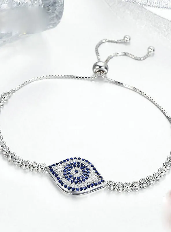 925 Sterling Silver God Eyes Tennis Bracelet Clear