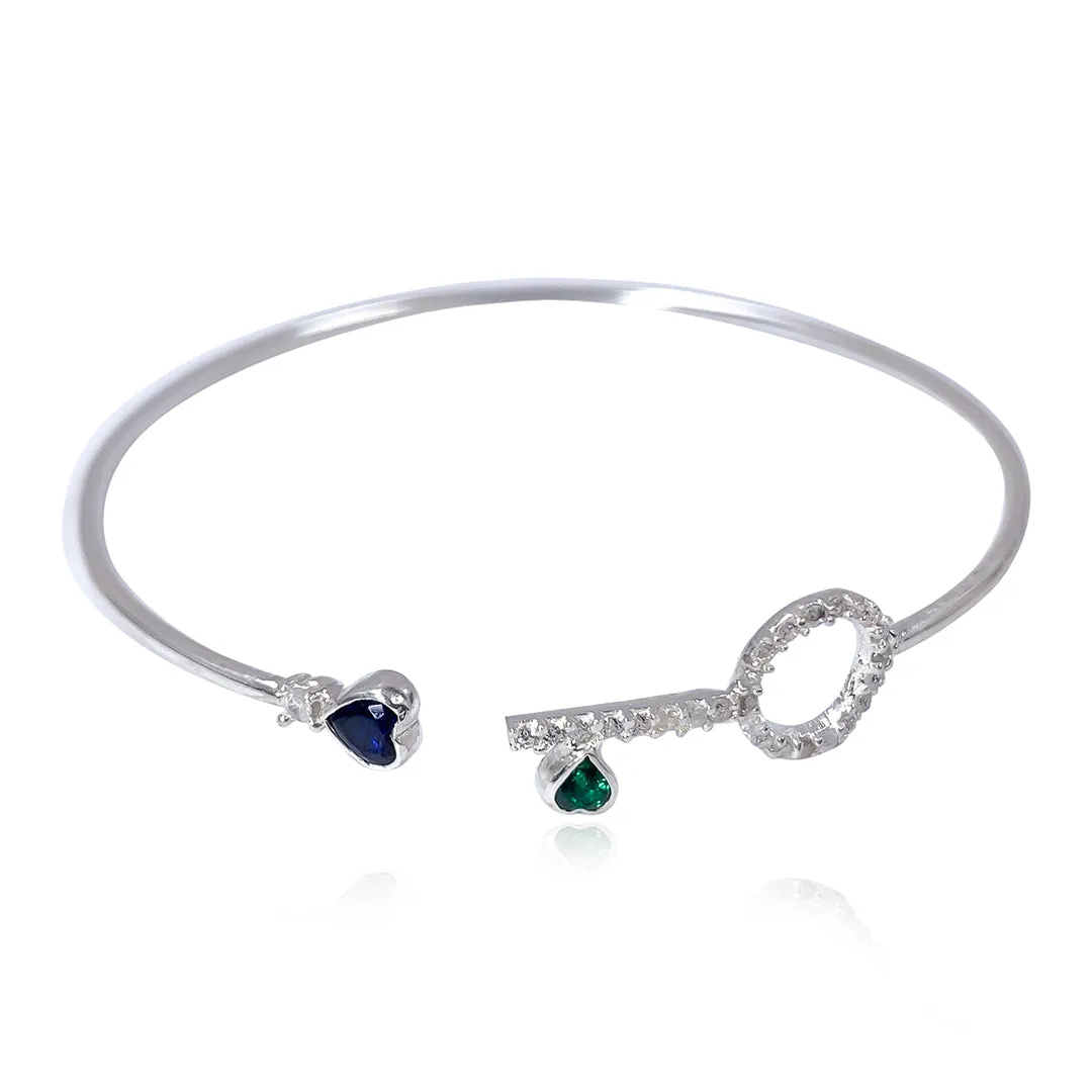 92.5 Sterling Silver Round zircon bangle