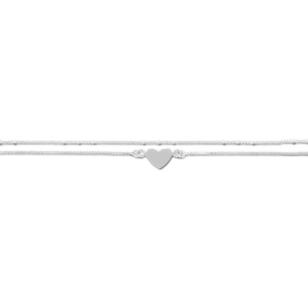 9"   1" Double Strand Heart Anklet