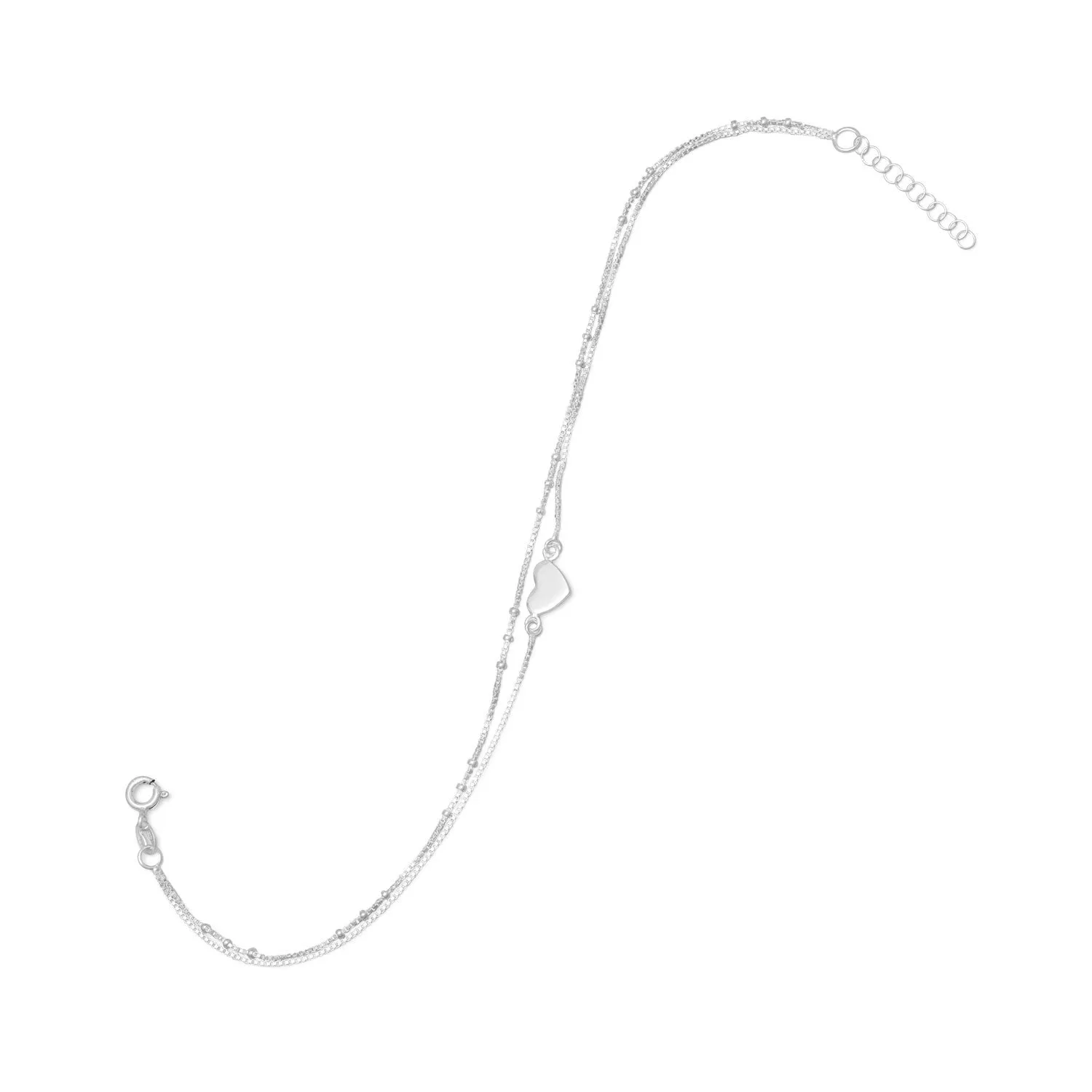 9"   1" Double Strand Heart Anklet