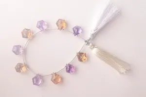 Amethyst x Citrine Pentagon Shape Faceted Drops