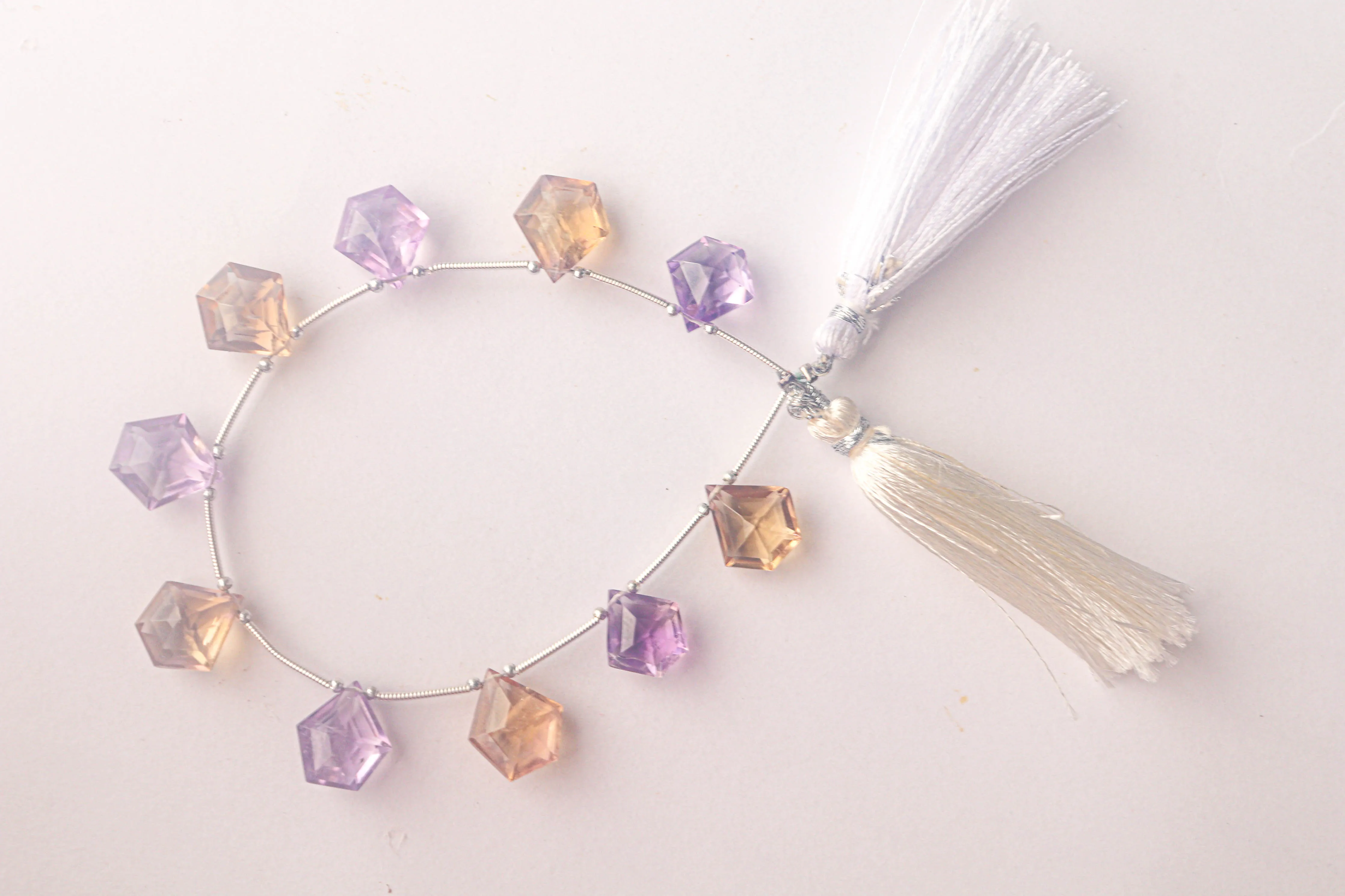 Amethyst x Citrine Pentagon Shape Faceted Drops
