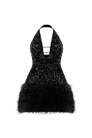 AMINA SPARKLING DRESS IN BLACK