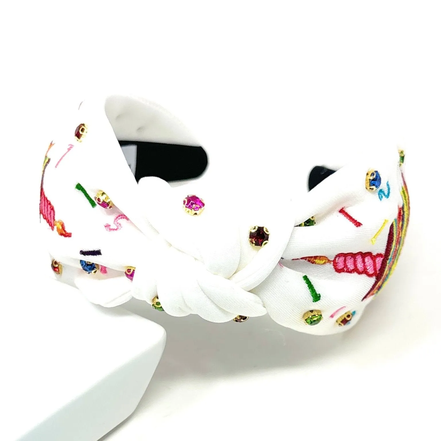 Birthday Cake Jeweled Knot Headband