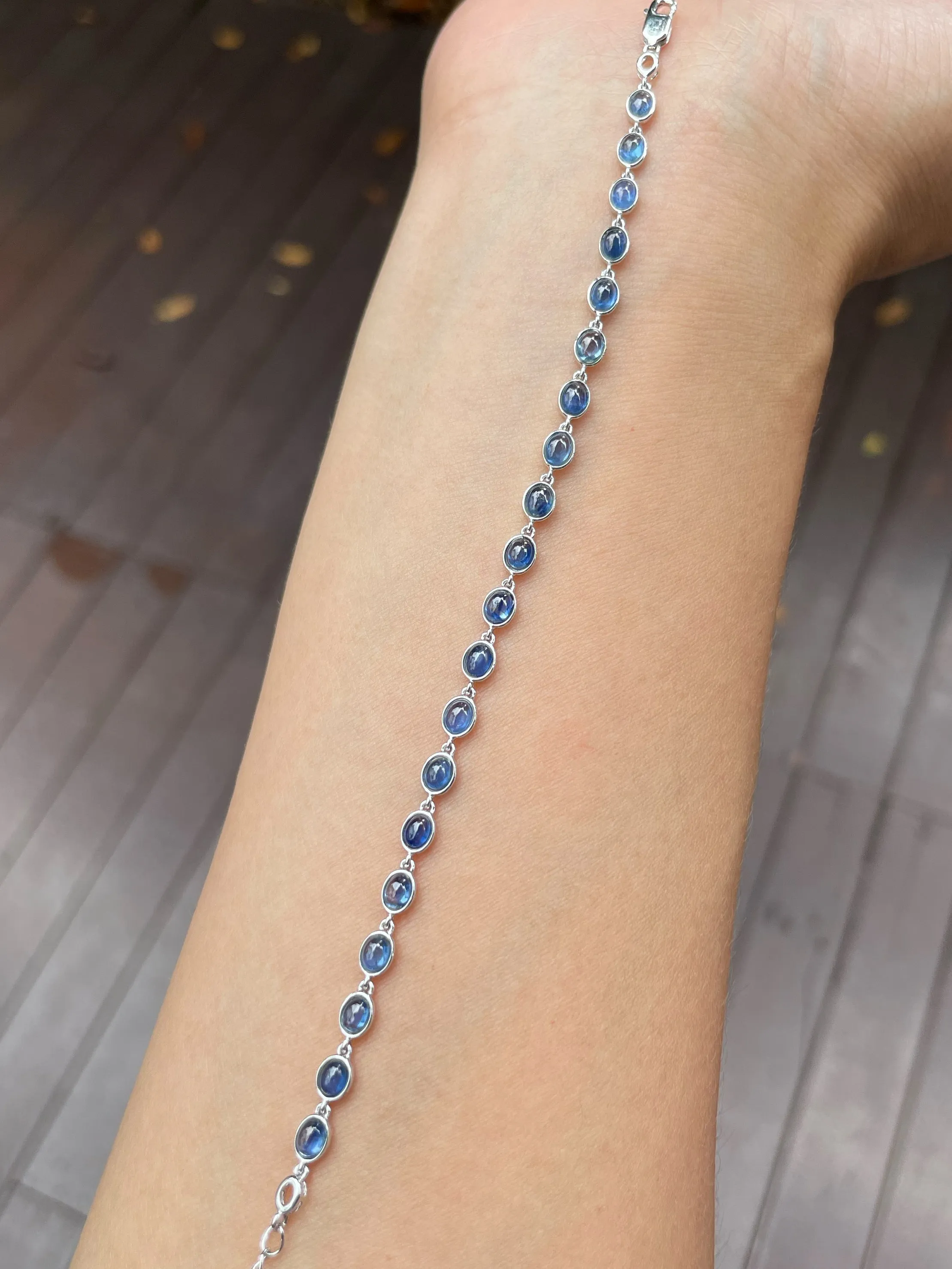 Blue Sapphire Cabochons Bracelet - 4.15CT (NJBA112)