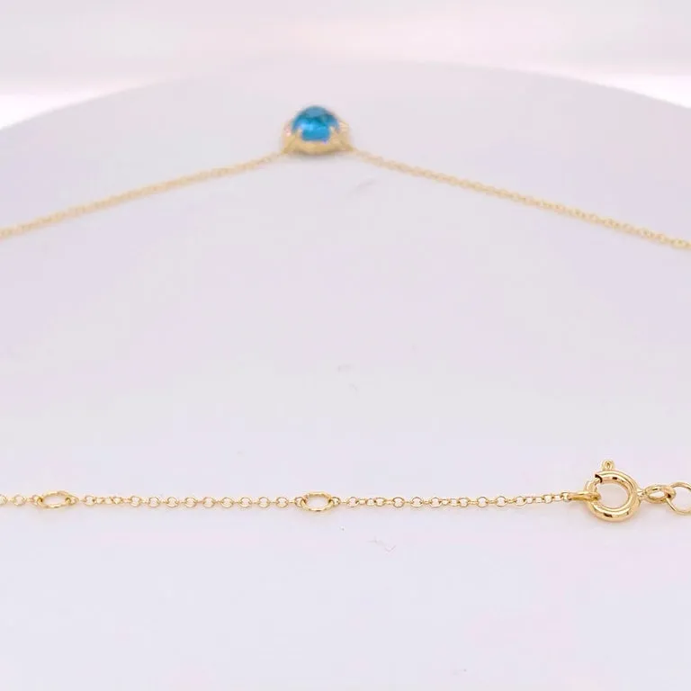Blue Topaz Diamond Halo Necklace