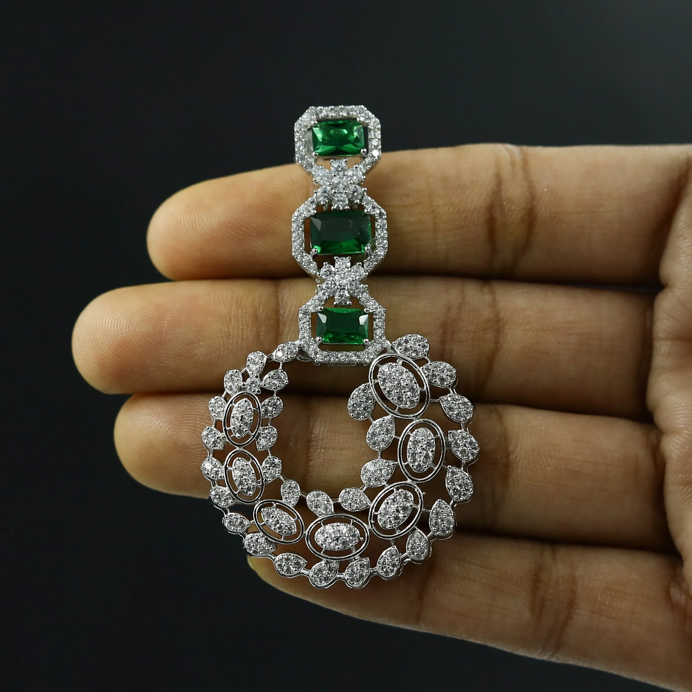 Choker Zircon/AD Necklace Set 10559-28