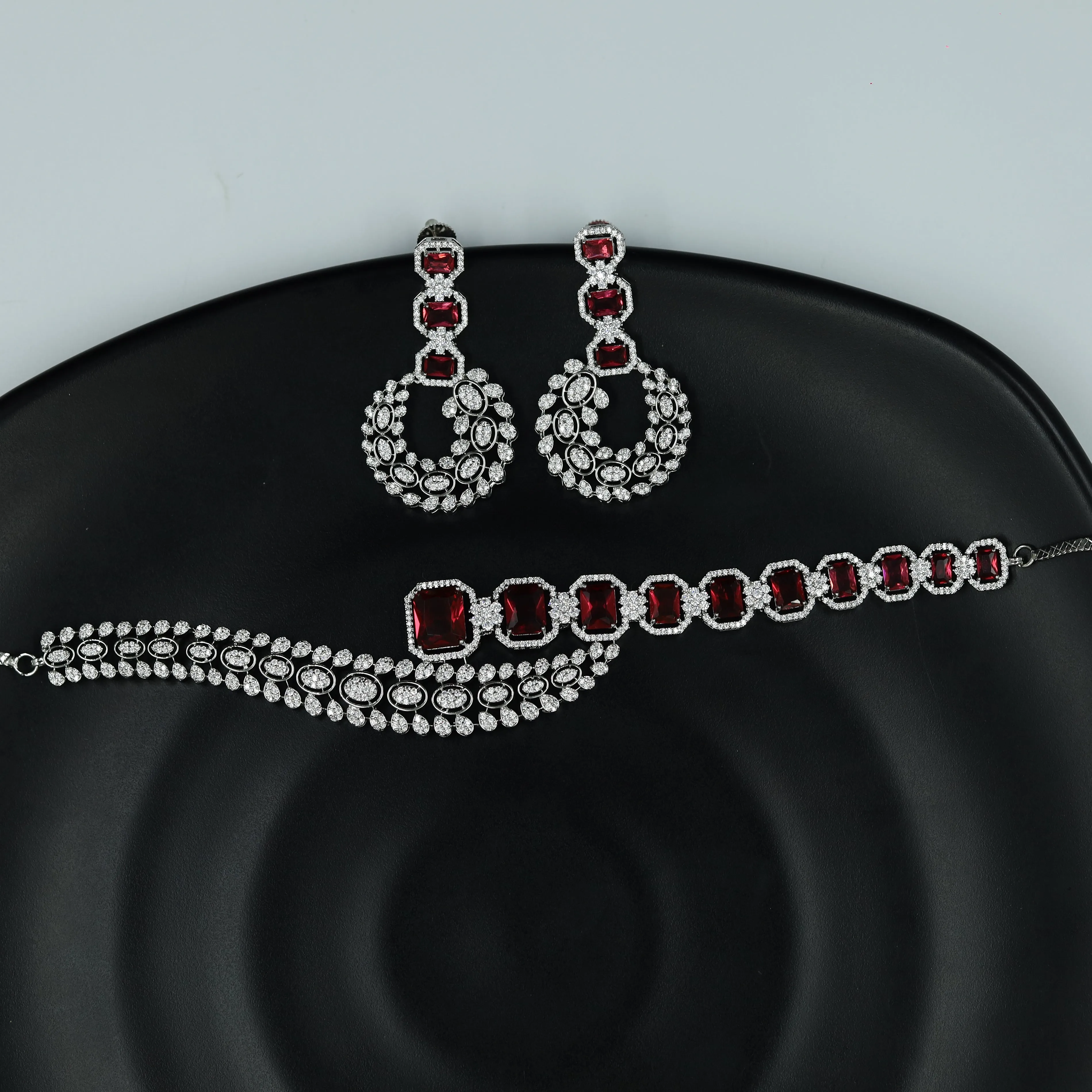 Choker Zircon/AD Necklace Set 10559-28