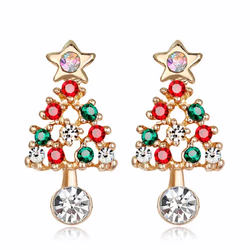 Colourful Zircon Christmas Tree Earrings