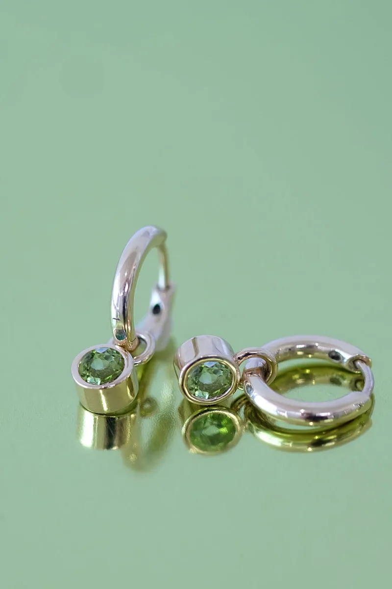Cosmo Charm Hoop Earrings - Sterling Silver / Peridot