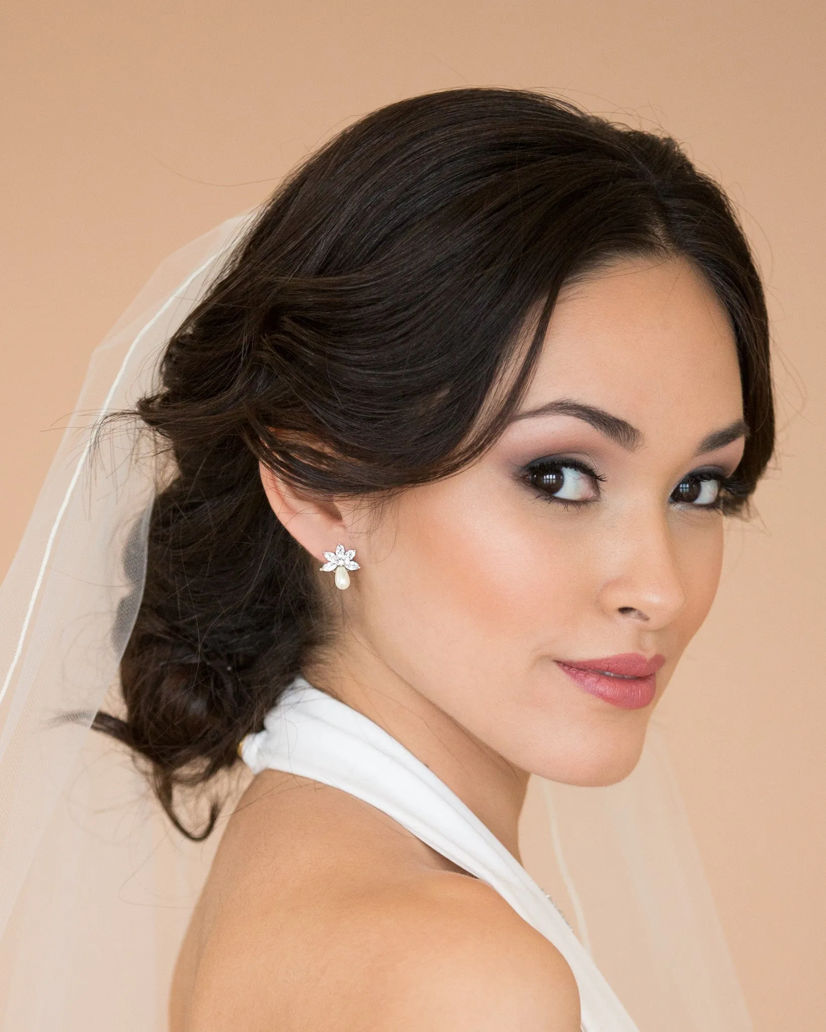 Crystal Flare with Fresh Water Pearl Earrings