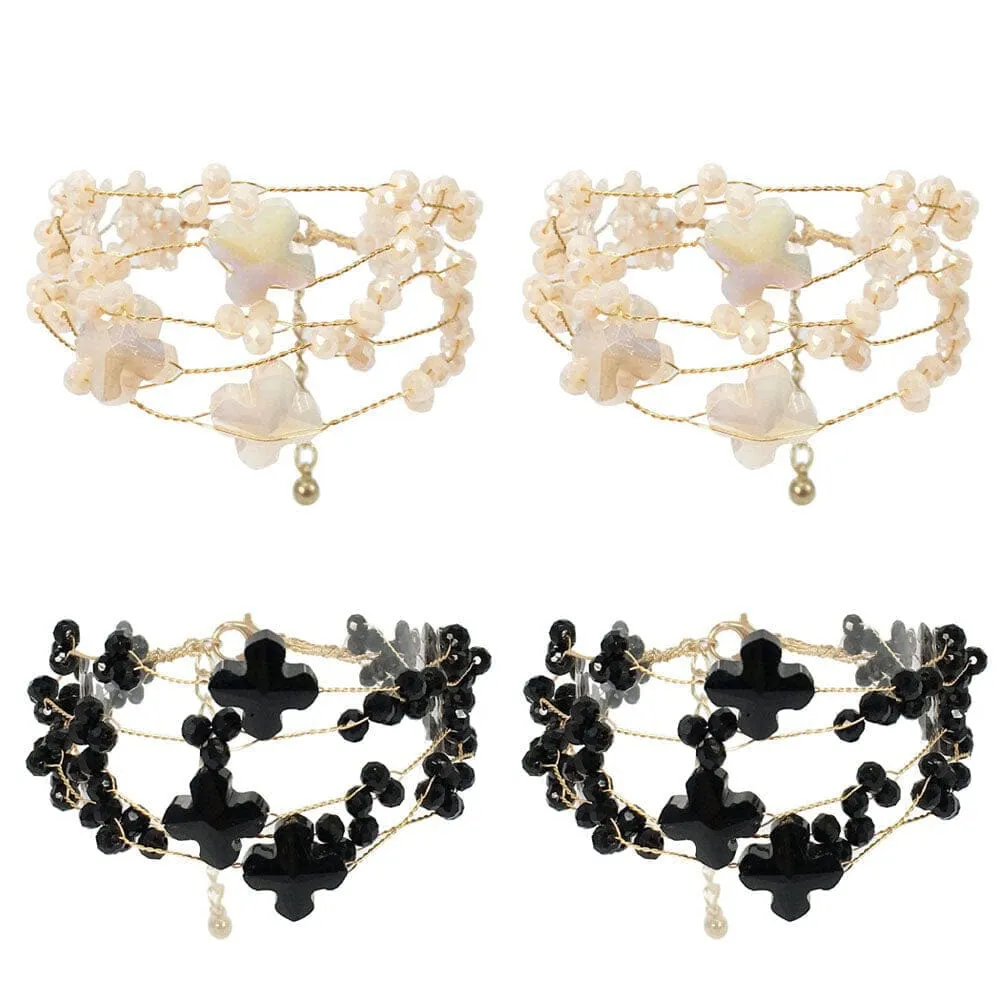 Crystal Wire Beaded Bracelet 2 Colors (4 units)