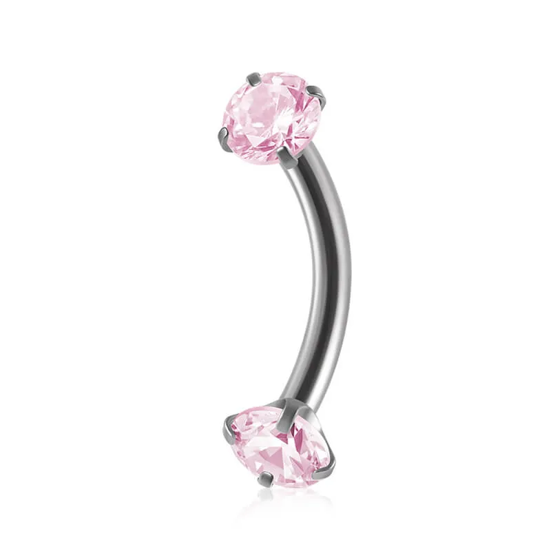 Curved Barbell Double-headed Zircon Eyebrow Piercing
