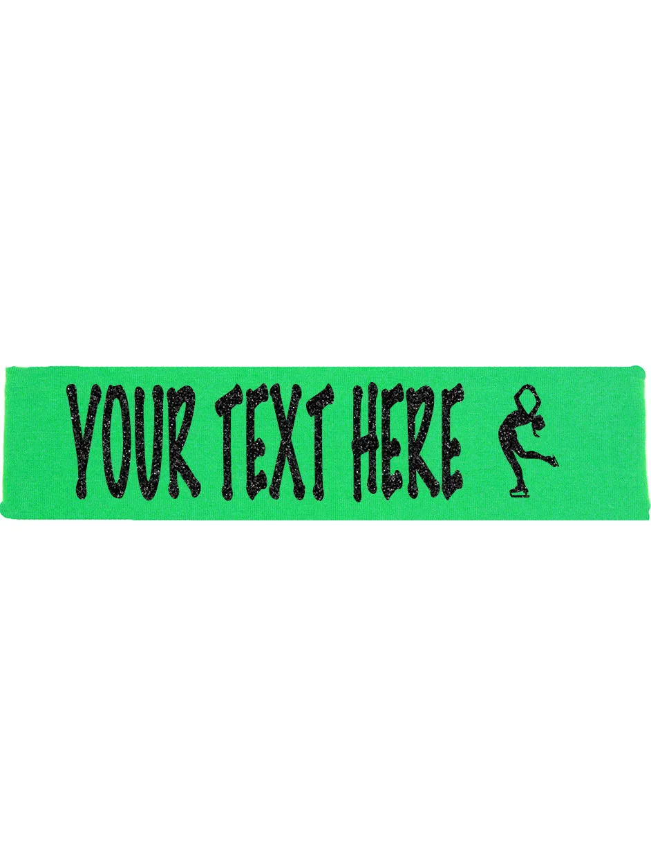 Custom Figure Skating Headband (Cotton/Lycra) - Sparkle Letters!