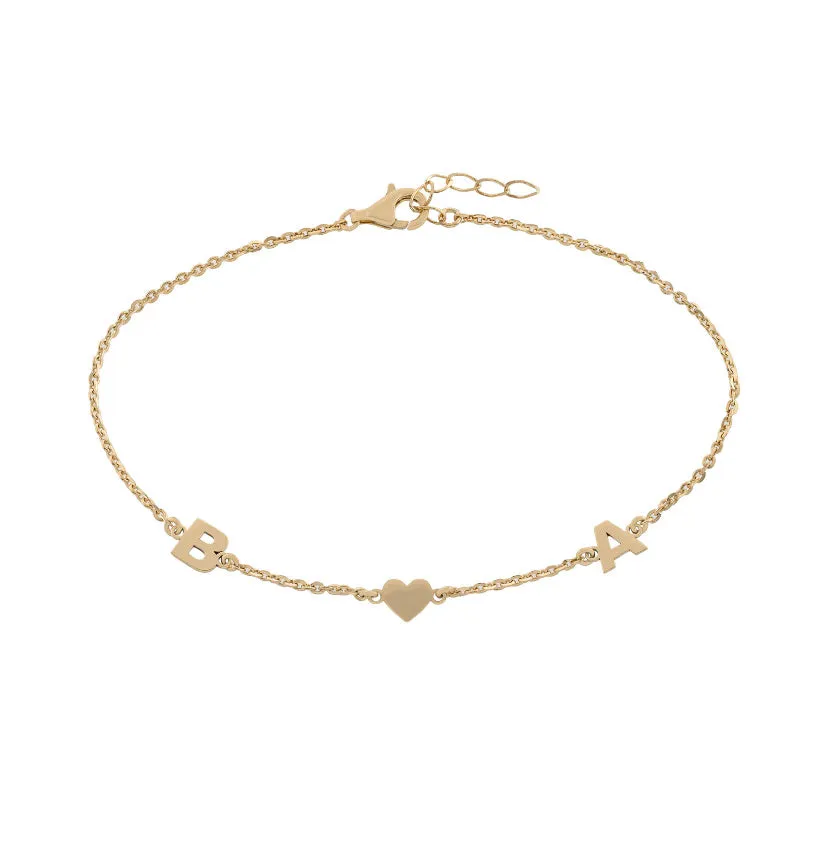 Customized Initial & Heart Anklet