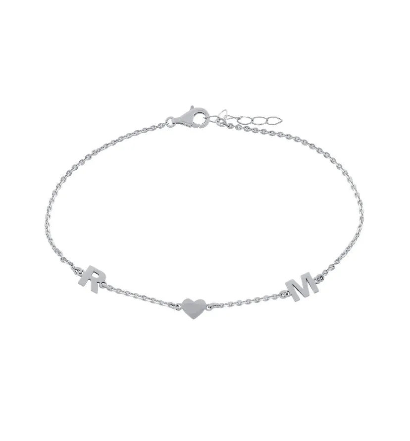 Customized Initial & Heart Anklet