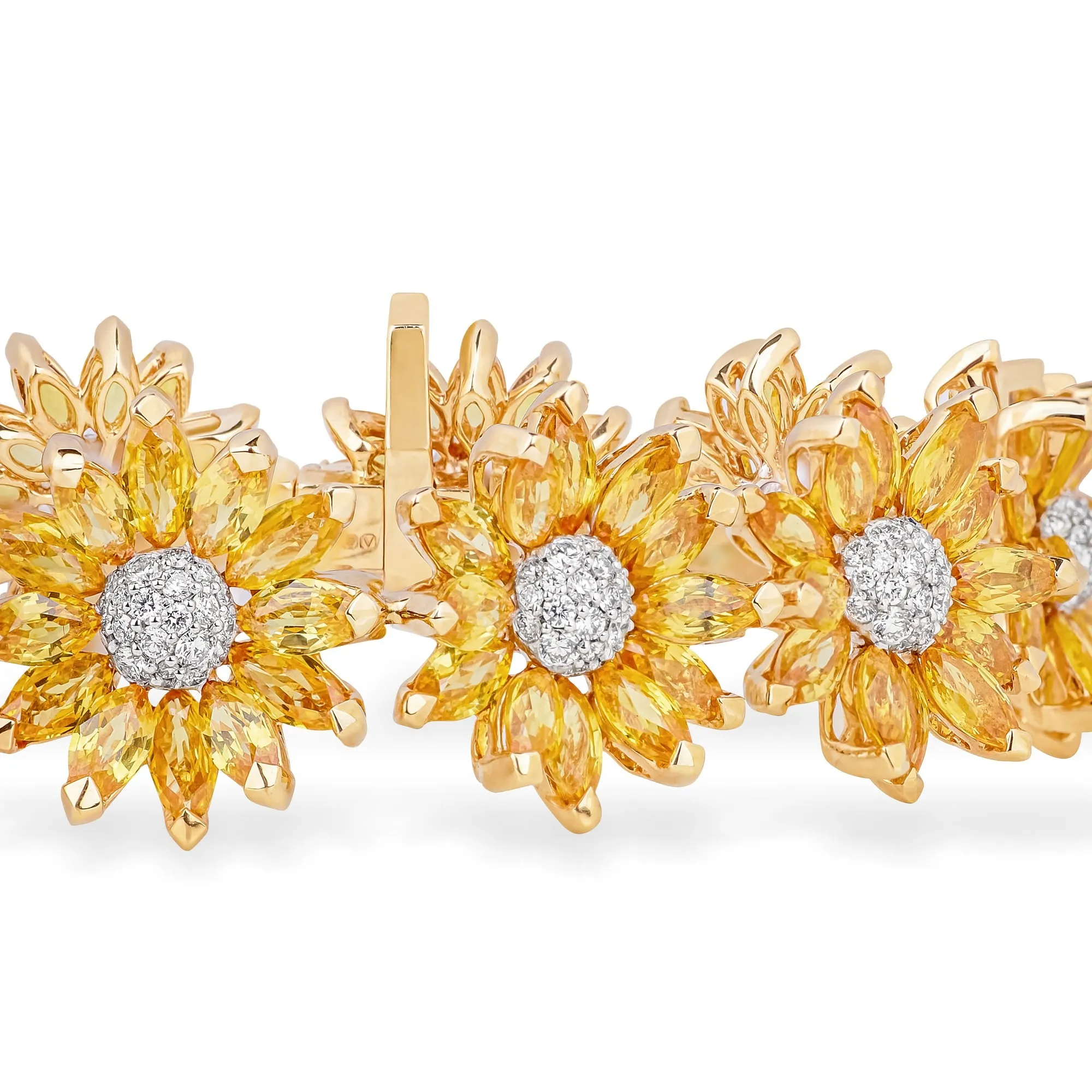 Daisy Bracelet in 18ct Gold with Yellow Sapphire and Diamonds