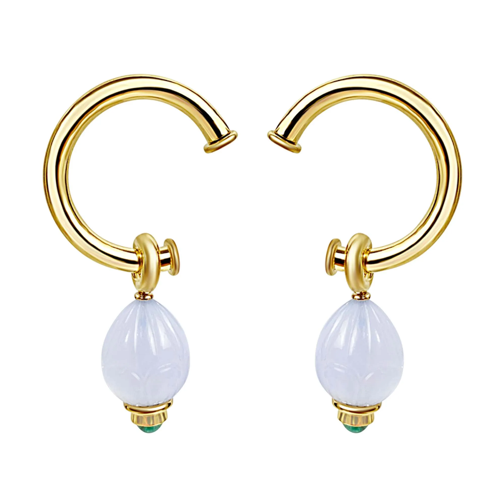 Earrings - Chalcedony and Emerald