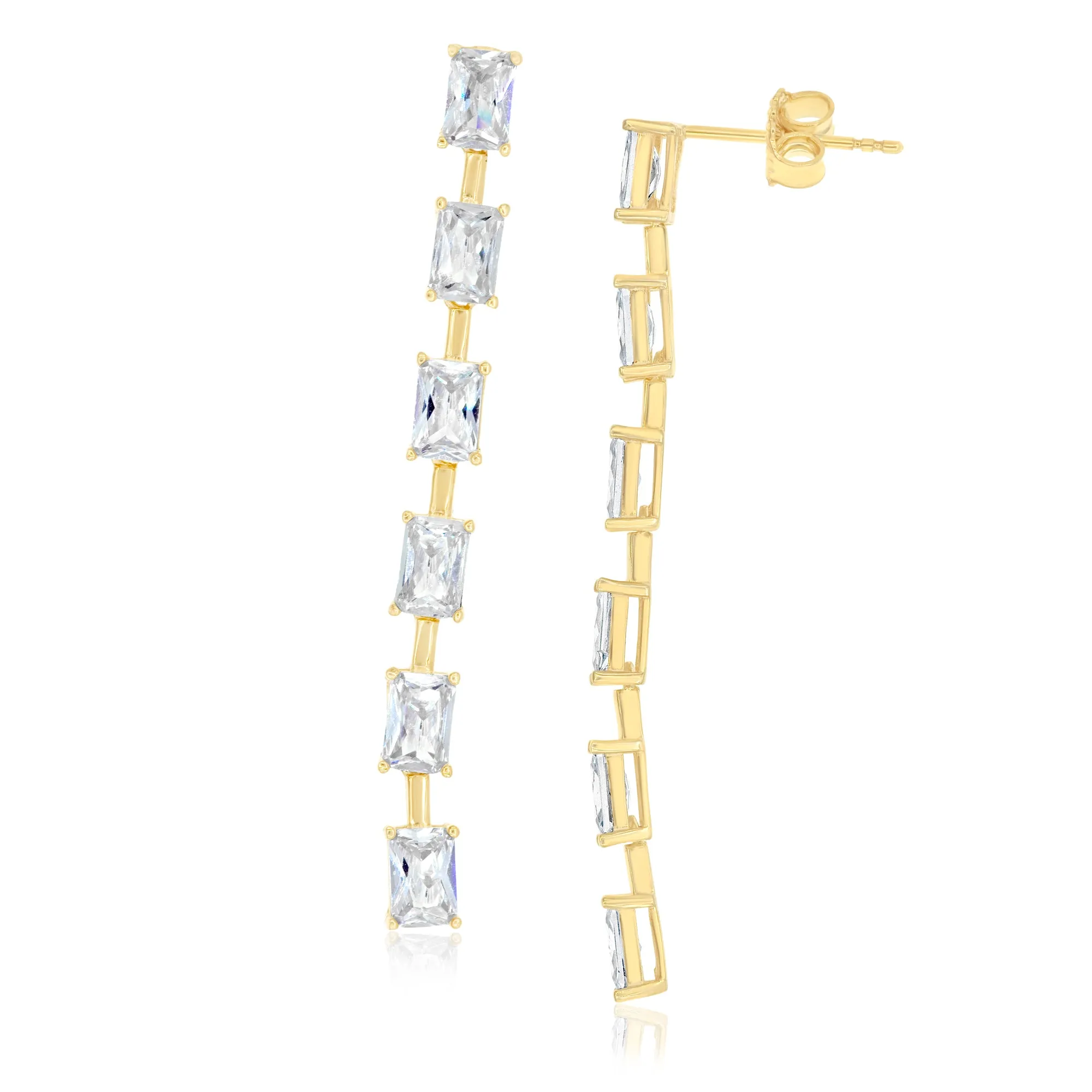 Emerald Bar Drop Earrings