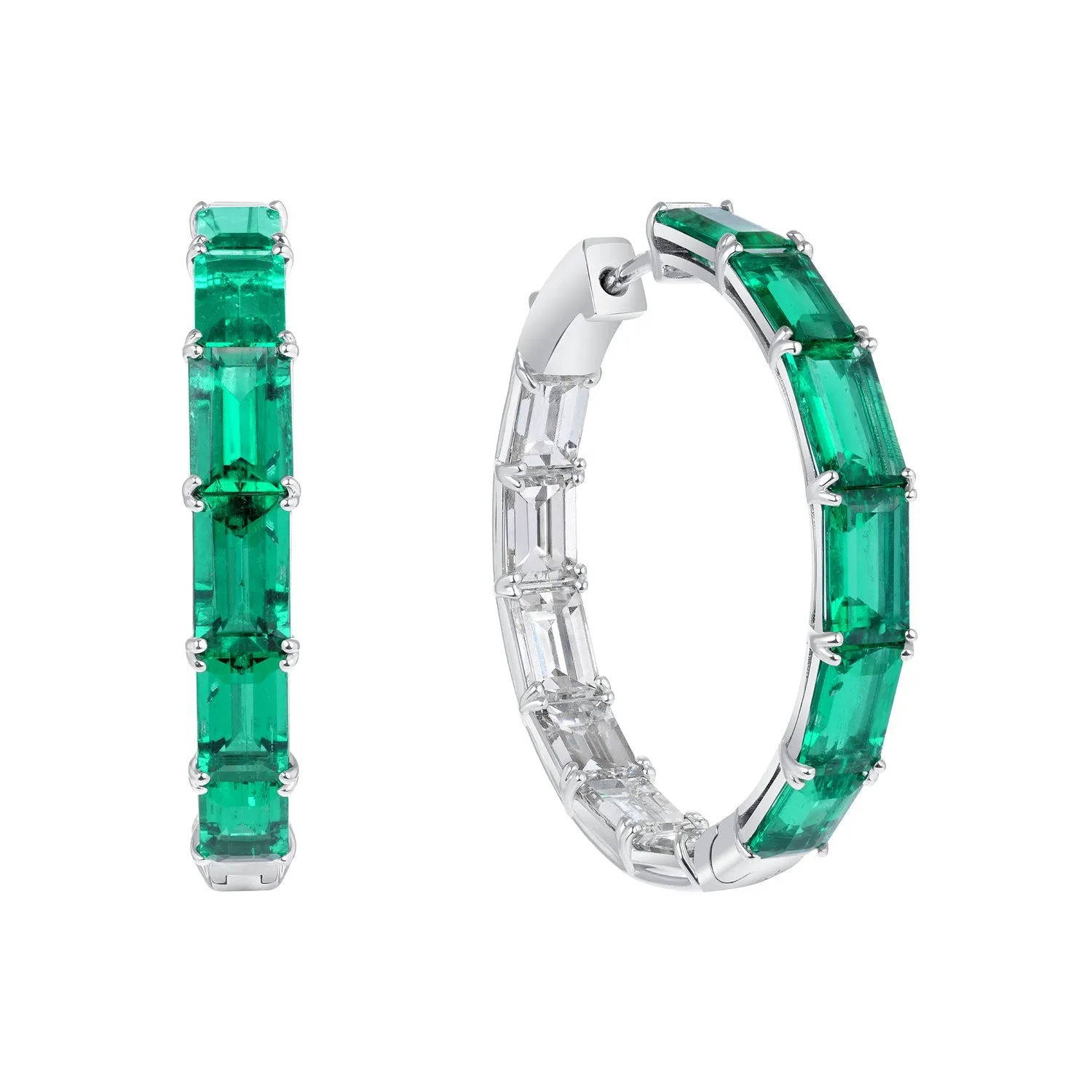 Emerald Hoop Earrings