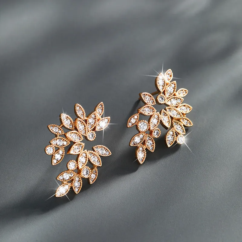 Fashion Simple Classic Marquise Earrings Women's Exquisite Temperament Micro-encrusted Zirconium Petal Earrings