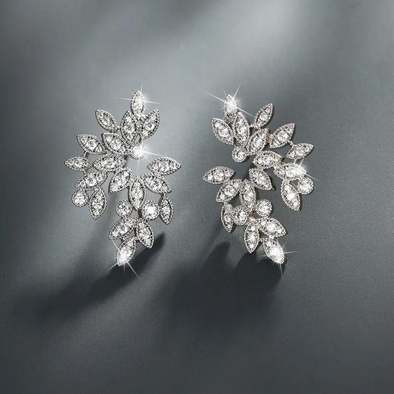 Fashion Simple Classic Marquise Earrings Women's Exquisite Temperament Micro-encrusted Zirconium Petal Earrings