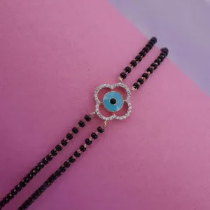 Golden Evil Eye Clover Bead Bracelet