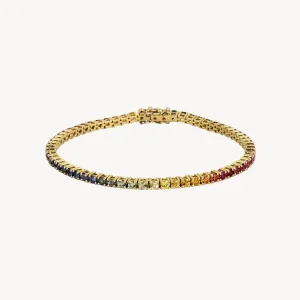Graduated Rainbow Sapphire Tennis Bracelet