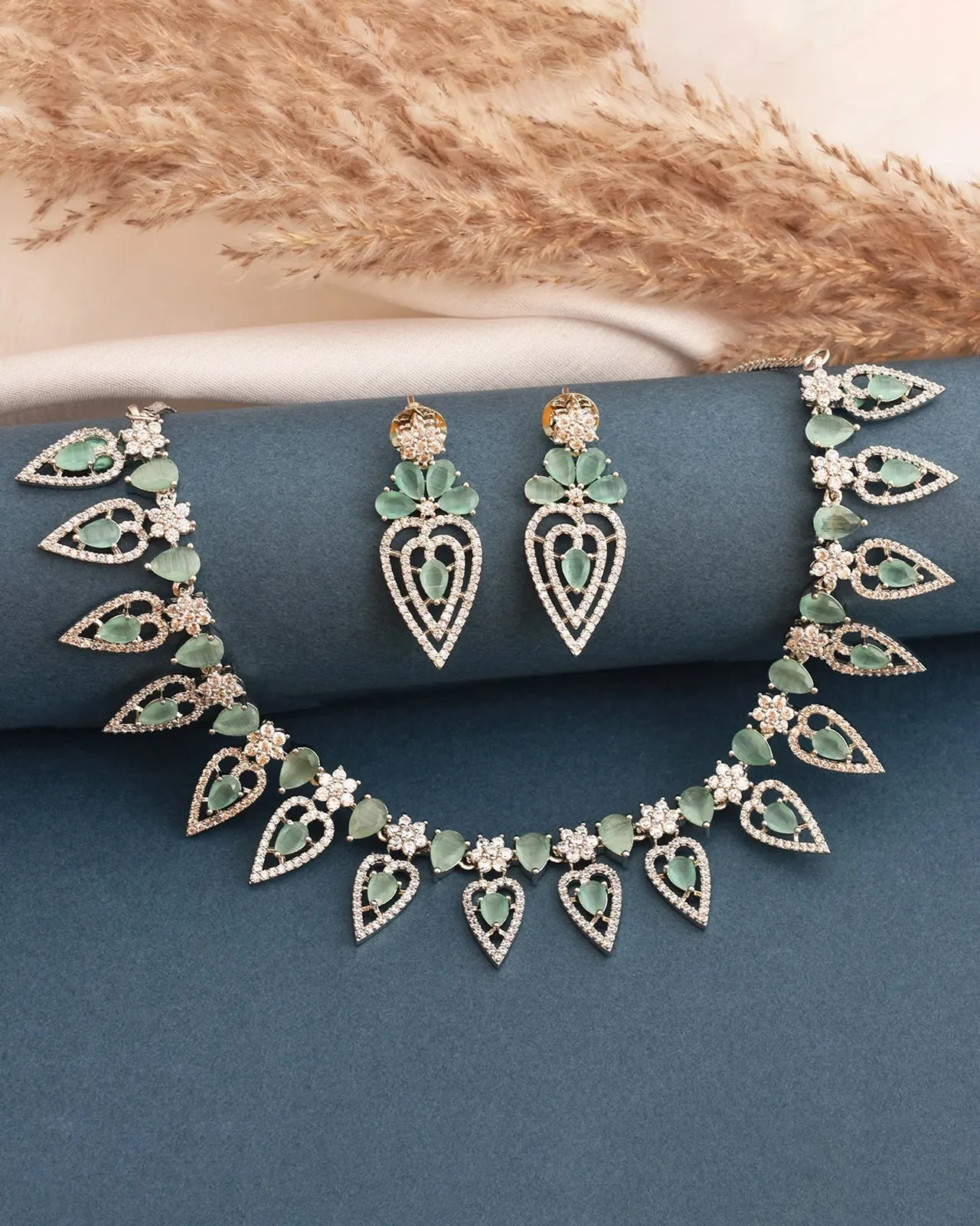 Haley Rhodium Cz Necklace