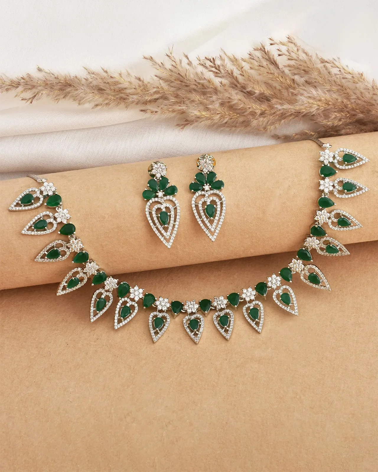 Haley Rhodium Cz Necklace
