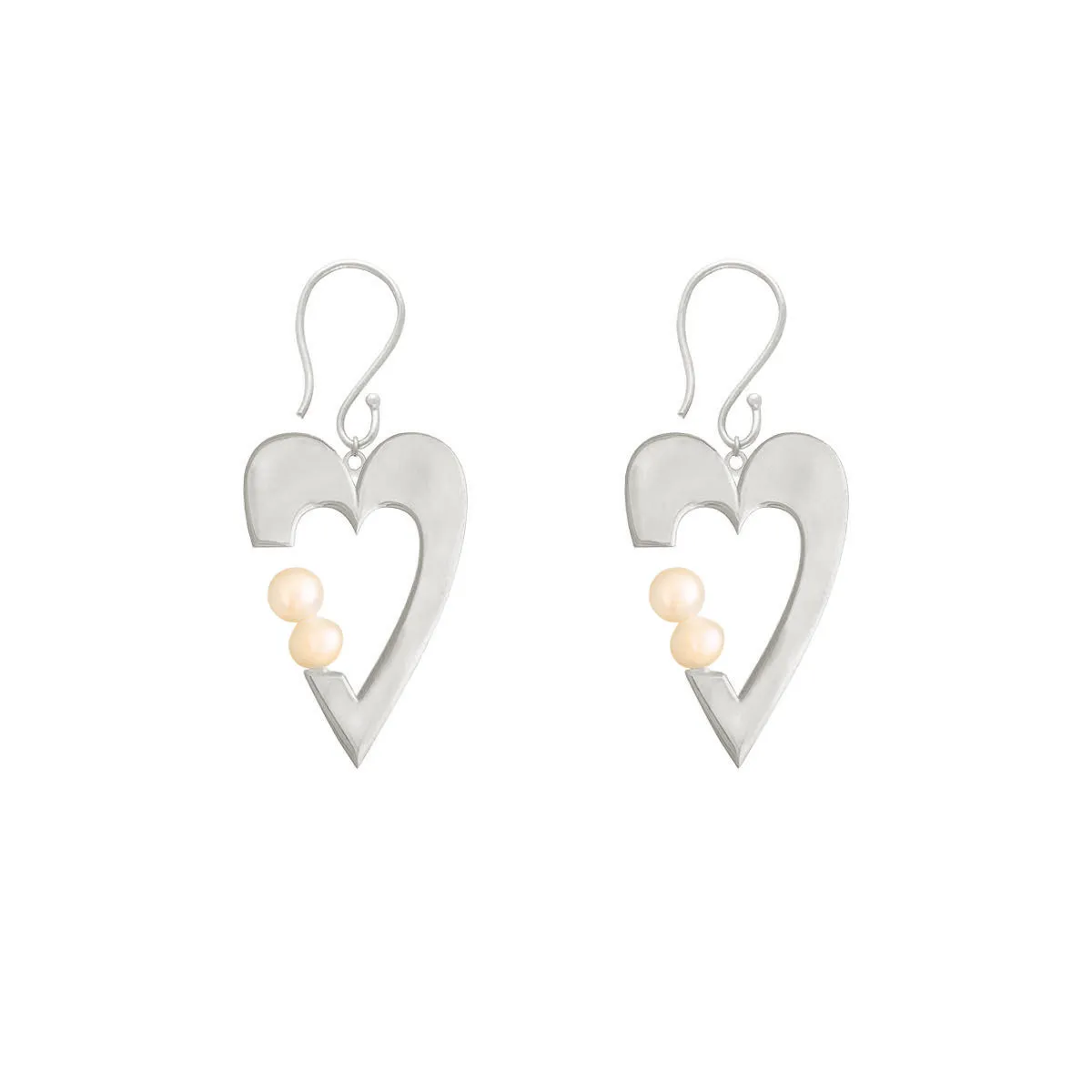 Heart Pearl Drop Earrings