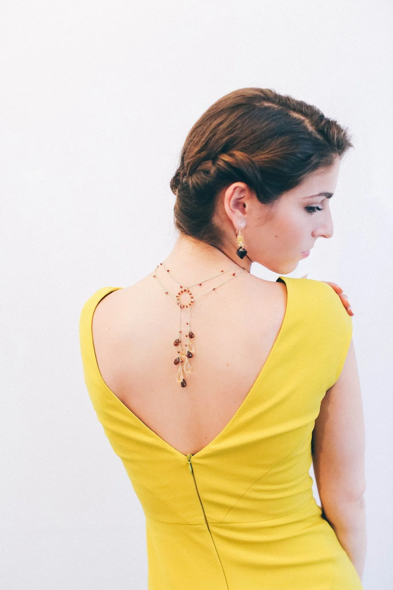 Hoop Lariat Smoky Citrine Necklace