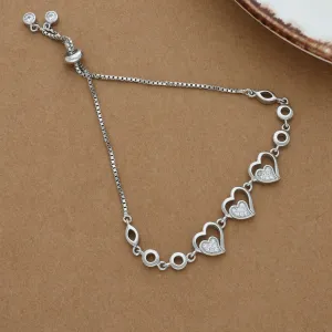 Interlink Heart Silver Bracelet