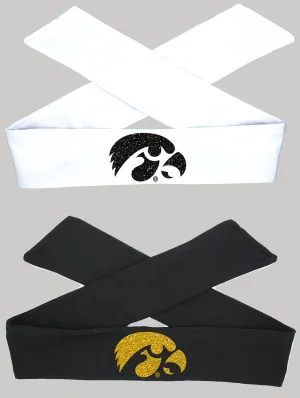 Iowa Tie Headband Hawkeye - Black or White
